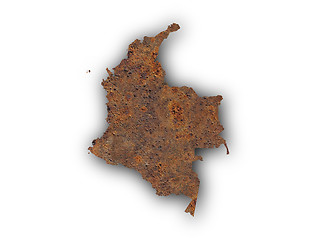 Image showing Map of Colombia on rusty metal