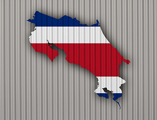 Image showing Map and flag of Costa Rica on corrugated iron