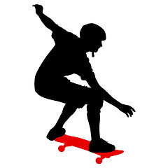 Image showing Silhouettes a skateboarder performs jumping. illustration