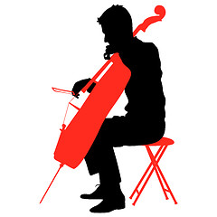 Image showing Silhouettes a musician playing the cello. illustration