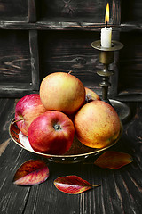 Image showing Harvest autumn apples