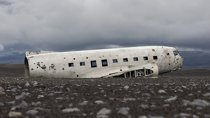 Image showing The abandoned wreck of a US military plane on Southern Iceland