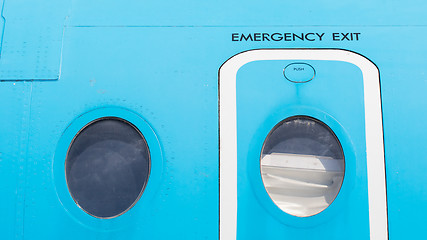 Image showing Eemergency exit door, airplane