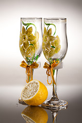 Image showing Wineglasses On Glass Background