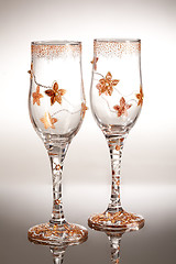 Image showing Wineglasses On Glass Background