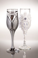 Image showing Wineglasses On Glass Background