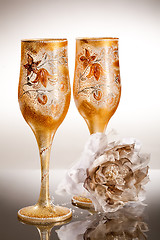 Image showing Wineglasses On Glass Background