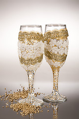 Image showing Wineglasses On Glass Background