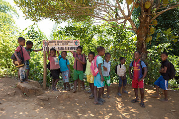 Image showing Malagasy school children waiting for a lesson