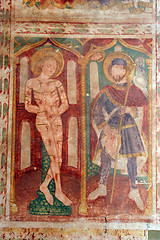 Image showing Fresco paintings in the old church