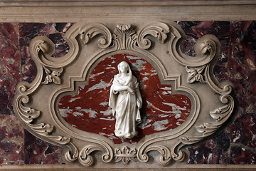 Image showing Virgin Mary detail of the medieval church altar