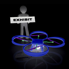 Image showing Drone, quadrocopter, with photo camera at the technical exhibiti