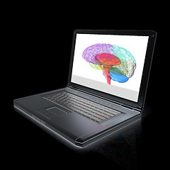 Image showing creative three-dimensional model of  human brain scan on a digit