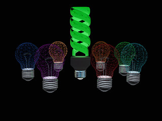 Image showing energy-saving lamps. 3D illustration