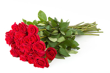 Image showing Bouquet of fresh red roses isolated