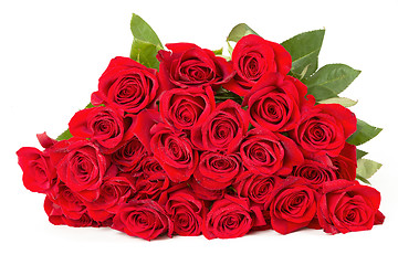 Image showing Bouquet of fresh red roses isolated