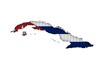 Image showing Map and flag of Cuba on corrugated iron