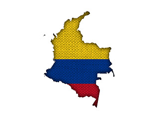 Image showing Map and flag of Colombia on old linen