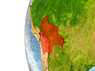 Image showing Bolivia on globe