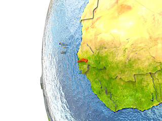 Image showing Gambia on globe