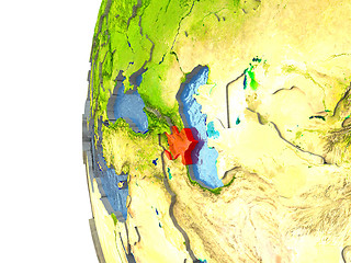 Image showing Azerbaijan on globe