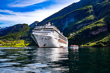 Image showing Cruise Liners On Geiranger fjord, Norway