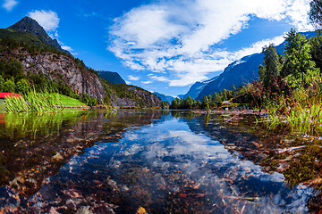 Image showing Beautiful Nature Norway Lovatnet lake.