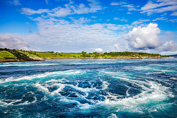 Image showing Whirlpools of the maelstrom of Saltstraumen, Nordland, Norway