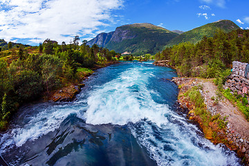 Image showing Beautiful Nature Norway Lovatnet lake.