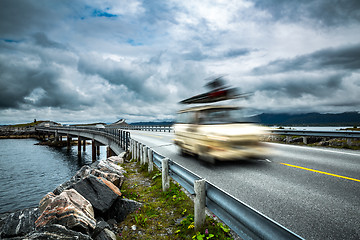 Image showing Norway. Car travels on the highway.