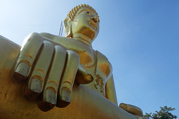 Image showing Golden Buddha statue of Big Buddha over blue sky