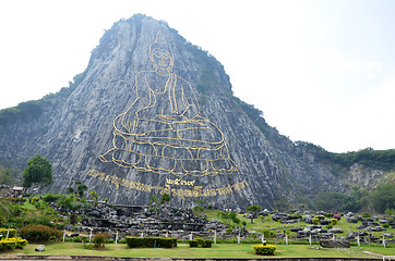 Image showing Buddha carved on cliff mighty laser