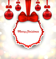 Image showing Merry Christmas Background with Celebration Card and Glass Balls