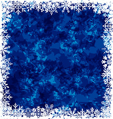 Image showing New Year grunge background, frame made in snowflakes