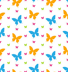 Image showing Seamless Pattern with Colorful Butterflies, Repeating Backdrop