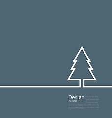 Image showing Laconic design of xmas tree fir on cleaness line flat template c