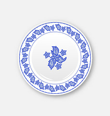 Image showing White plate with hand drawn floral ornament bezel