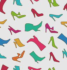 Image showing Seamless Pattern with Colorful Women Footwear