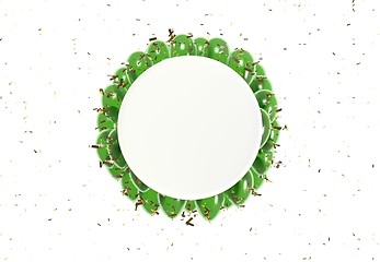 Image showing circle badge and green balloons