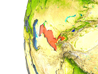 Image showing Uzbekistan on globe