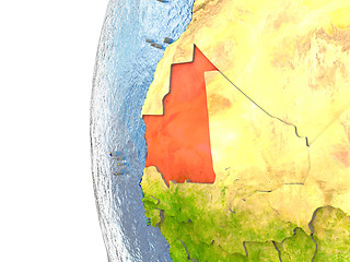 Image showing Mauritania on globe