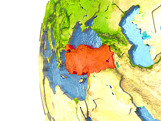 Image showing Turkey on globe