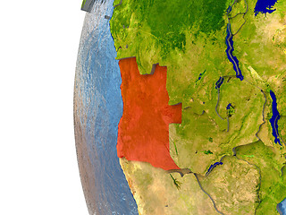 Image showing Angola on globe