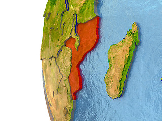 Image showing Mozambique on globe