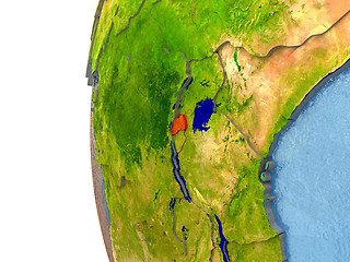 Image showing Rwanda on globe