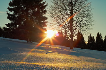 Image showing sunset on winter day