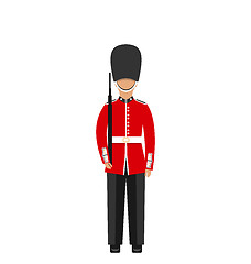 Image showing Queen\'s Guard. Man in Traditional Uniform with Weapon, British Soldier