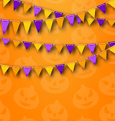 Image showing Halloween Party Background with Colored Bunting Pennants