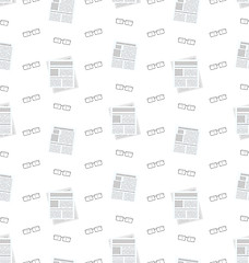 Image showing Seamless Pattern with Newspapers and Eyeglasses, Flat Business Icons, Repeating Backdrop