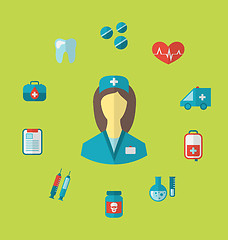Image showing Set trendy medical icons in flat style